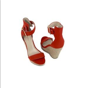 Calvin Klein Orange Nisse Nubuck Cerise Wedges